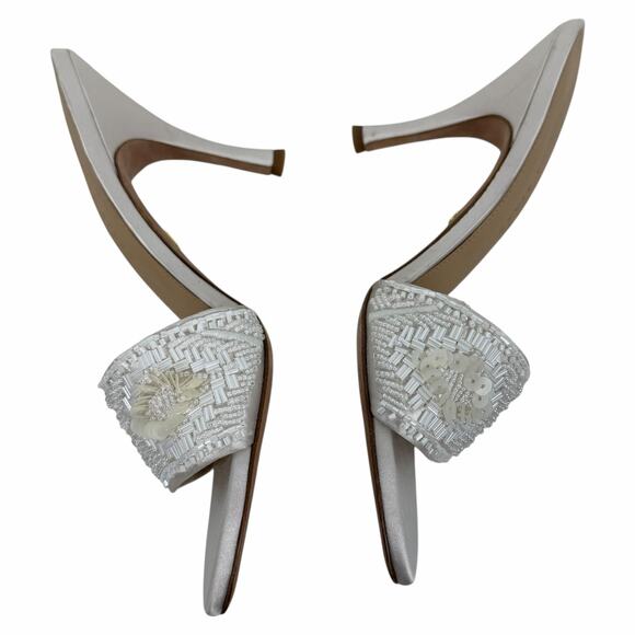 Veronica Beard Braxton Beaded Mule Sandal Coconut White Size 9M